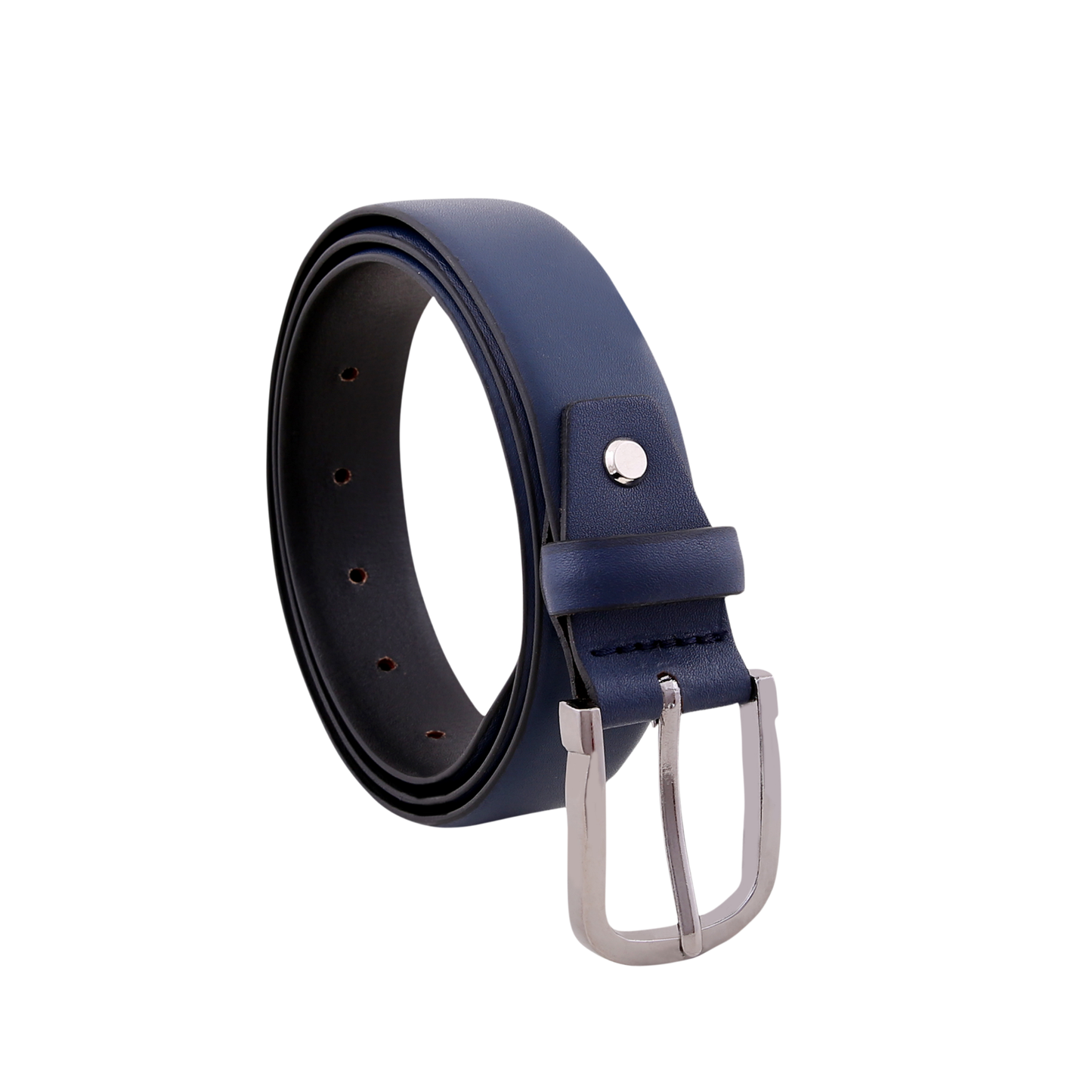 Akava Dark Blue Pearl Men's Natural Leather Belt with Signature Silver Metal Buckle | Size : 28-48inch|Style with Formal and Casual wear