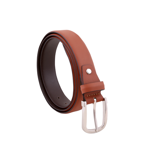 Akava Windsor Tan Men's Natural Leather Belt with Signature Silver Metal Buckle | Size : 28-48 inch | Style with Formal and Casual wear