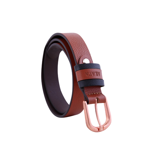 AKAVA Luxurious Windsor Tan Pebbled Natural Full-Grain Leather Belt secured with a Tang closure | WB1157 | Style with Formal and Casual wear