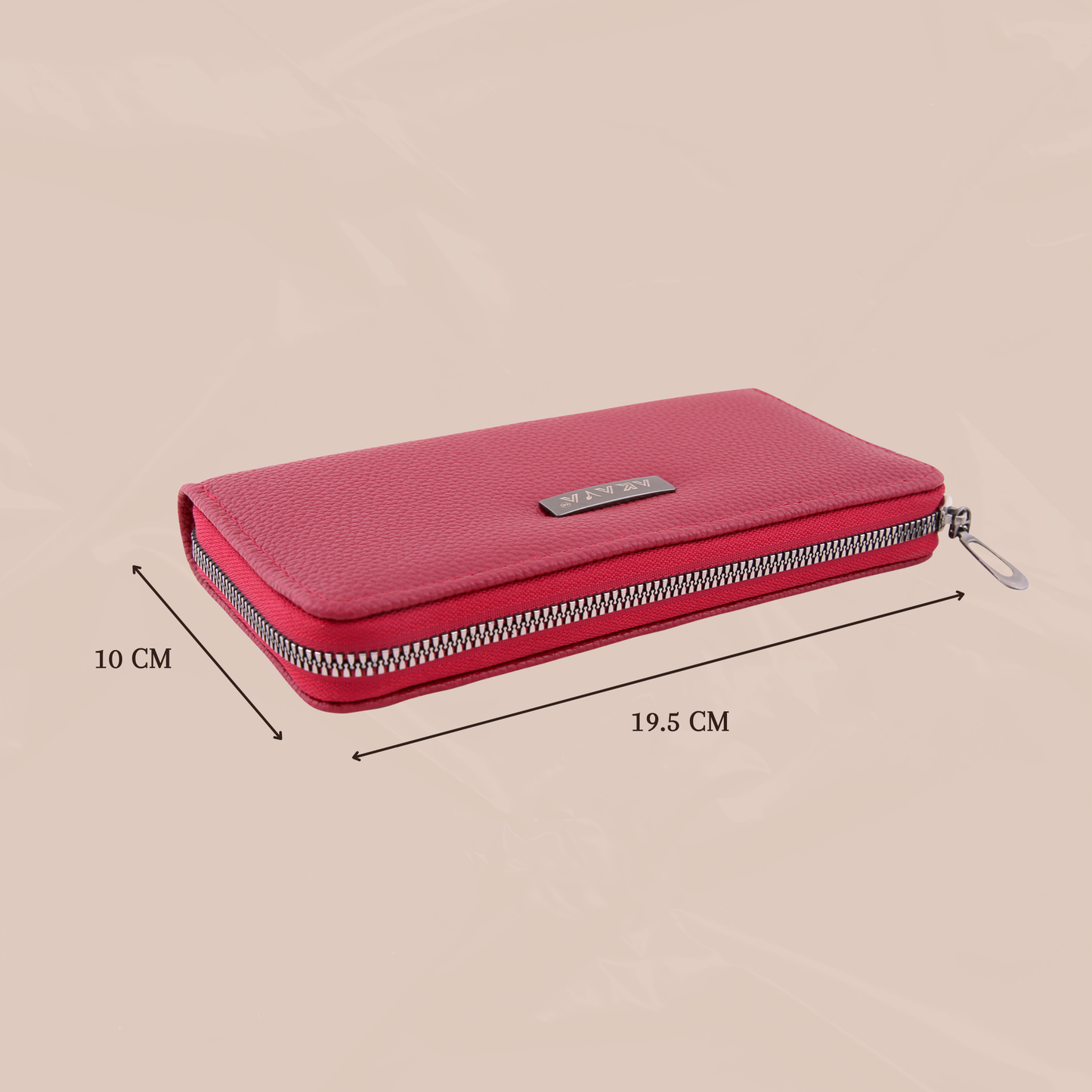 AKAVA Luxurious Women's Red Wallet | 3 Compartments with Coil Zipper & 4 Sub-Compartments | Classic Premium Vegan Leather | Stylish Clutch Purse