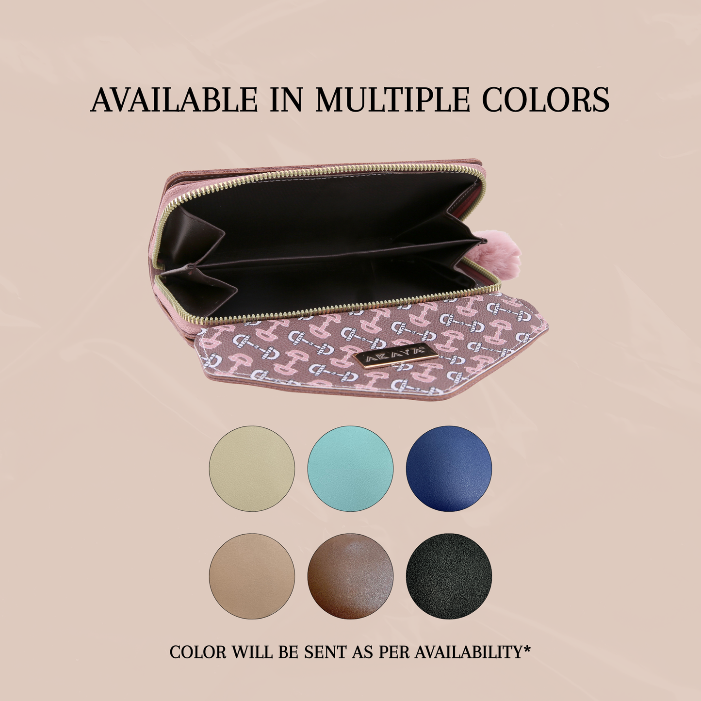 AKAVA Luxurious Women's Spanish Pink Wallet | Vislon Zippers | 2 Main Compartments & 2 Flip Compartments with Magnetic Closure | 16 Card Slots (1 Transparent) | Modern Classic Design