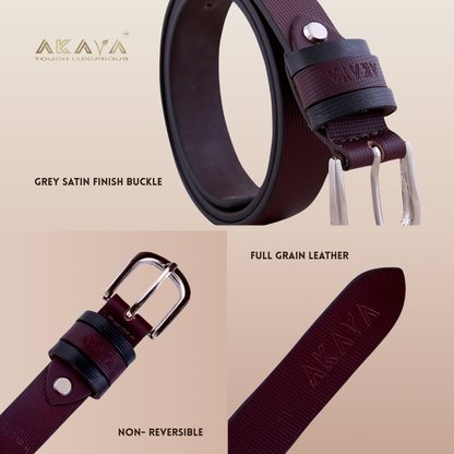 AKAVA Luxurious Cherry Stippled Natural Full Grain Leather Belt with Tang Closure | WB1156 |Style with Formal and Casual wear