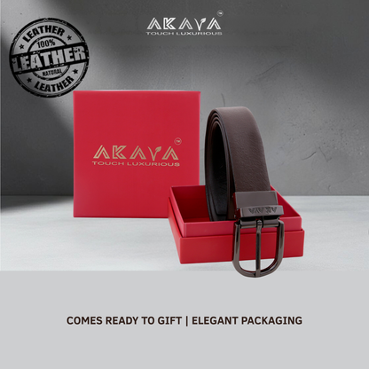 AKAVA Luxurious Pebble Textured Full-Grain Leather Reversible Belt for Men | Handcrafted Formal Belt | Black & Brown | Premium Leather Belt Gift for Him