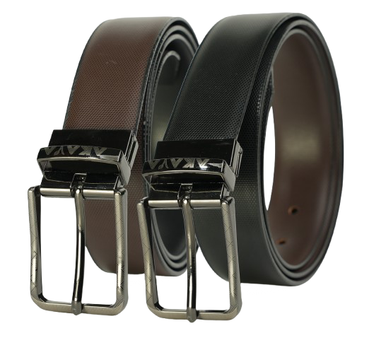 AKAVA Luxurious Vegan Leather Reversible Belt - DOT Black/Brown