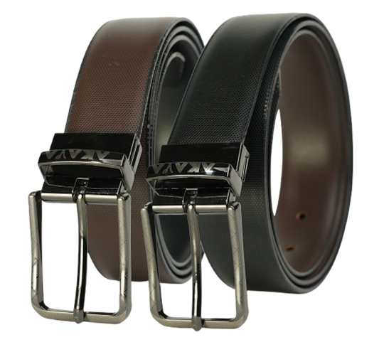 AKAVA Luxurious Vegan Leather Reversible Belt - DOTD Black/Brown