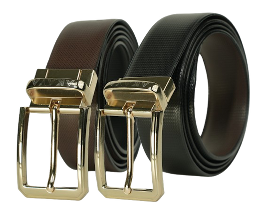 AKAVA Luxurious Vegan Leather Reversible Belt - RTG Golden Black/Brown
