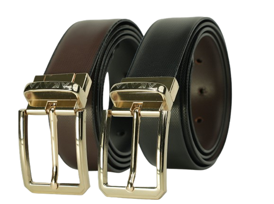 AKAVA Luxurious Vegan Leather Reversible Belt - DOTG Golden Black/Brown