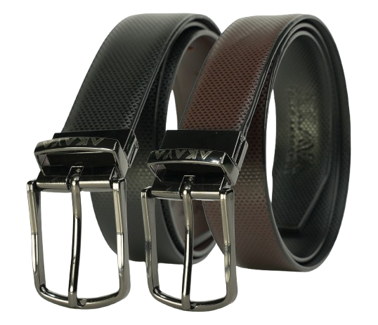 AKAVA Luxurious Vegan Leather Reversible Belt - Tryst Black/Brown