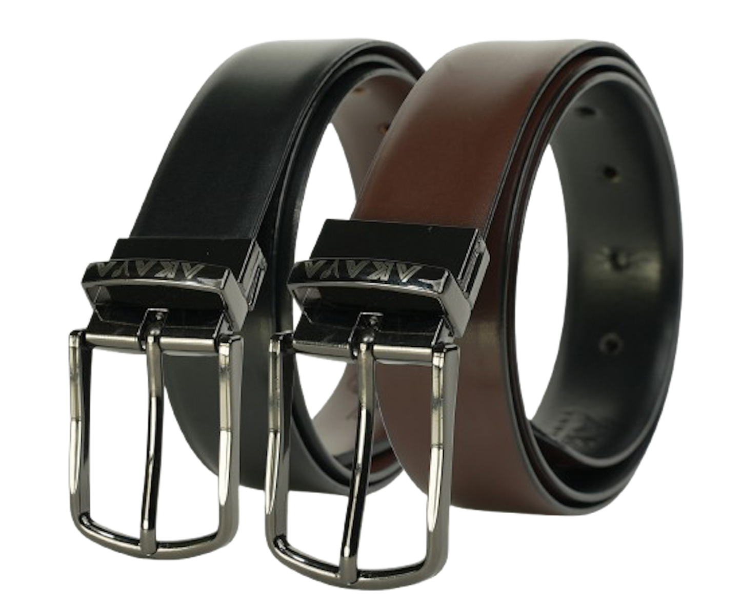 AKAVA Luxurious Vegan Leather Reversible Belt - SECCOS Black/Brown