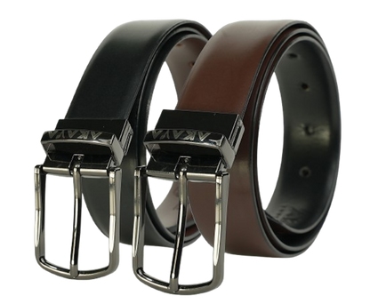 AKAVA Luxurious Vegan Leather Reversible Belt - SECCOS Black/Brown