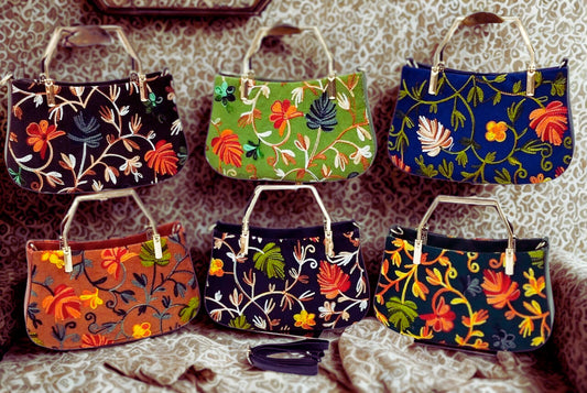 Costiva Elegant Embroidered Handbag Collection – Premium Fabric with Floral Threadwork | Assorted Color | One Product