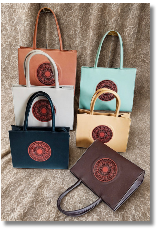 Costiva Mandala Print PU Leather Tote Bag – Elegant & Spacious | Ethnic Contemporary Design | Assorted Color | One Product (Copy)