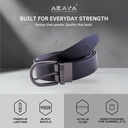 AKAVA Men's Reversible Belt Vegan Leather textured Black & Brown with Rotating Silver Metal Buckle ALB3114 | For Formal & Casual Wear